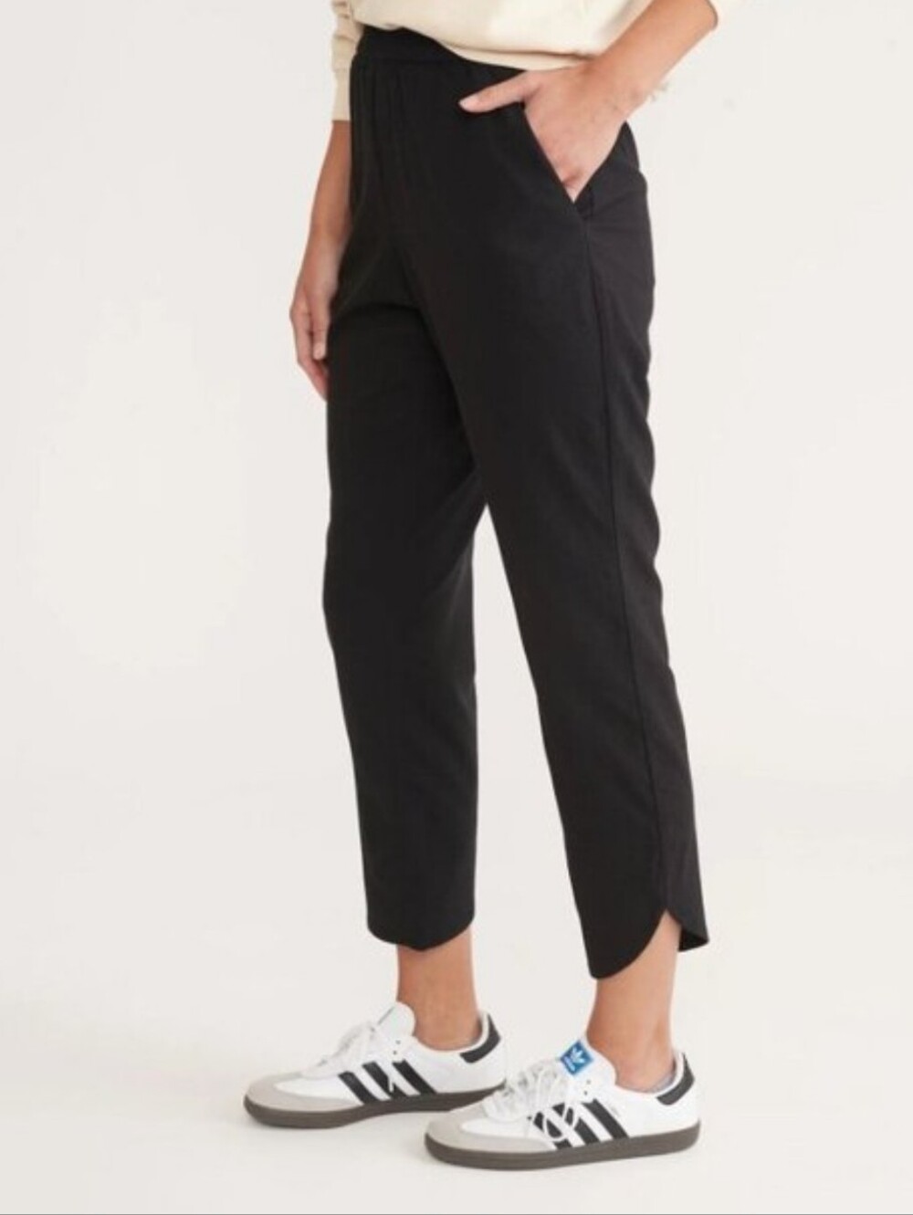 Marine Layer Allison Pant Size Large Black Elastic Waist Tulip Hem